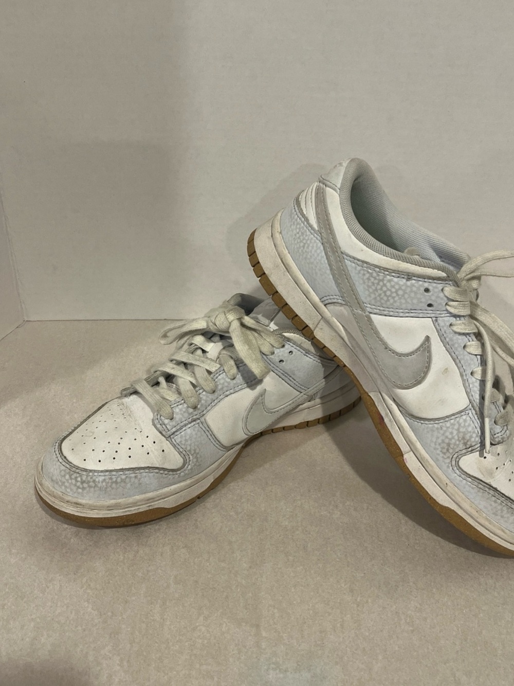 Nike White and Light Gray Low-Top Sneakers with Gum Outsole